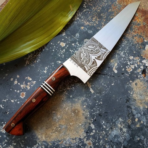 Maori inspired 8 inch stainless steel gyuto made for @chefsroll…