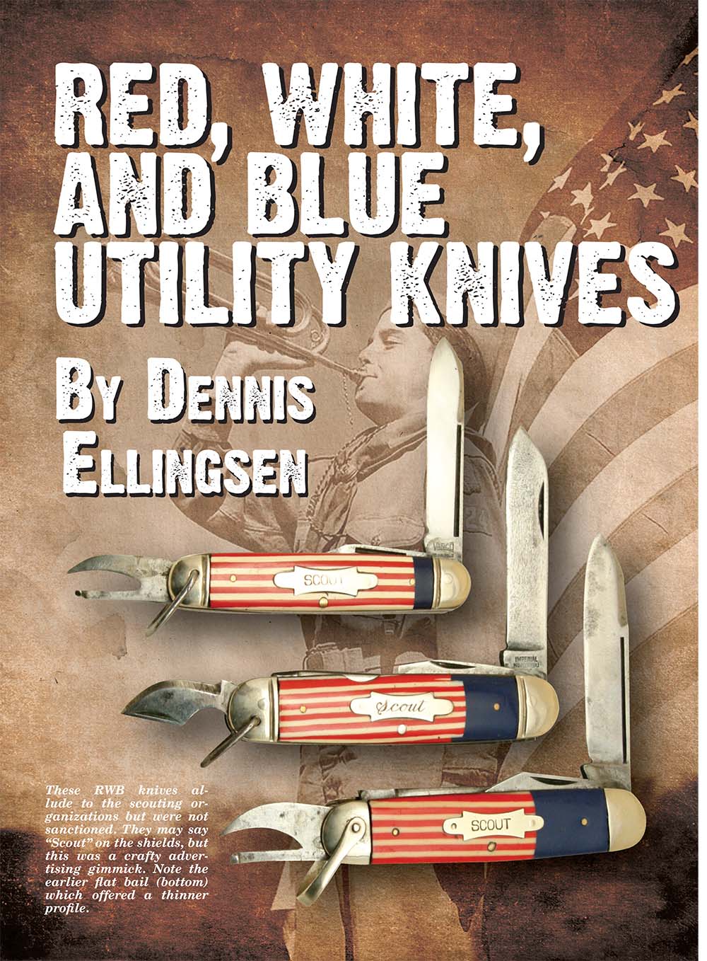 Red, White, and Blue Utility Knives By Dennis Ellingsen